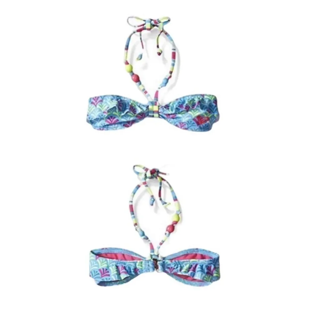 NWT Youth Girls Roxy Island Tiles Bandeau Bathing Suit Bikini Top - Sz 5